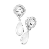 Square Clear Lucite Teardrop Dangle Evening Earrings - Madeline Love - Flyclothing LLC
