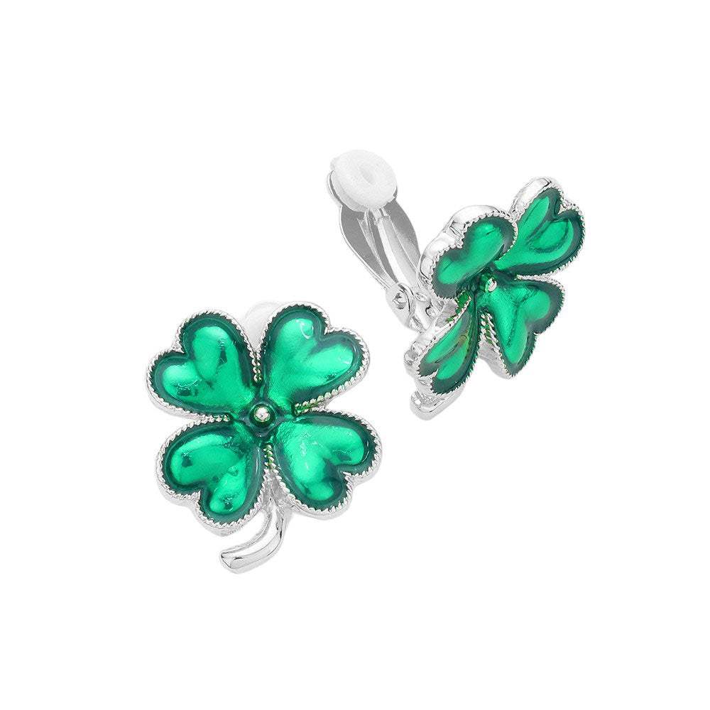 St. Patrick's Enamel Clover Clip On Earrings - Madeline Love - Flyclothing LLC