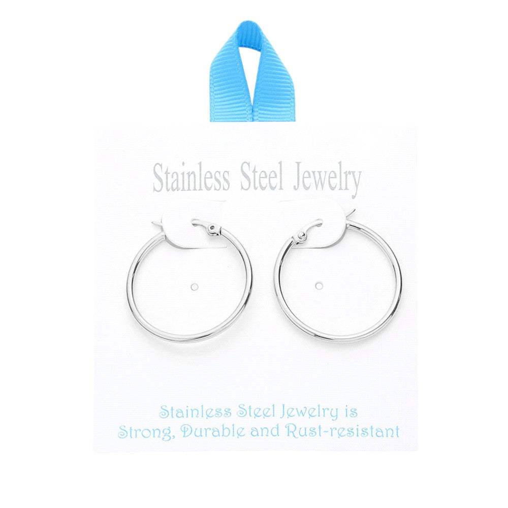 Stainless Steel 1.2 Inch Metal Hoop Pin Catch Earrings - Madeline Love - Flyclothing LLC