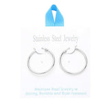 Stainless Steel 1.2 Inch Metal Hoop Pin Catch Earrings - Madeline Love - Flyclothing LLC