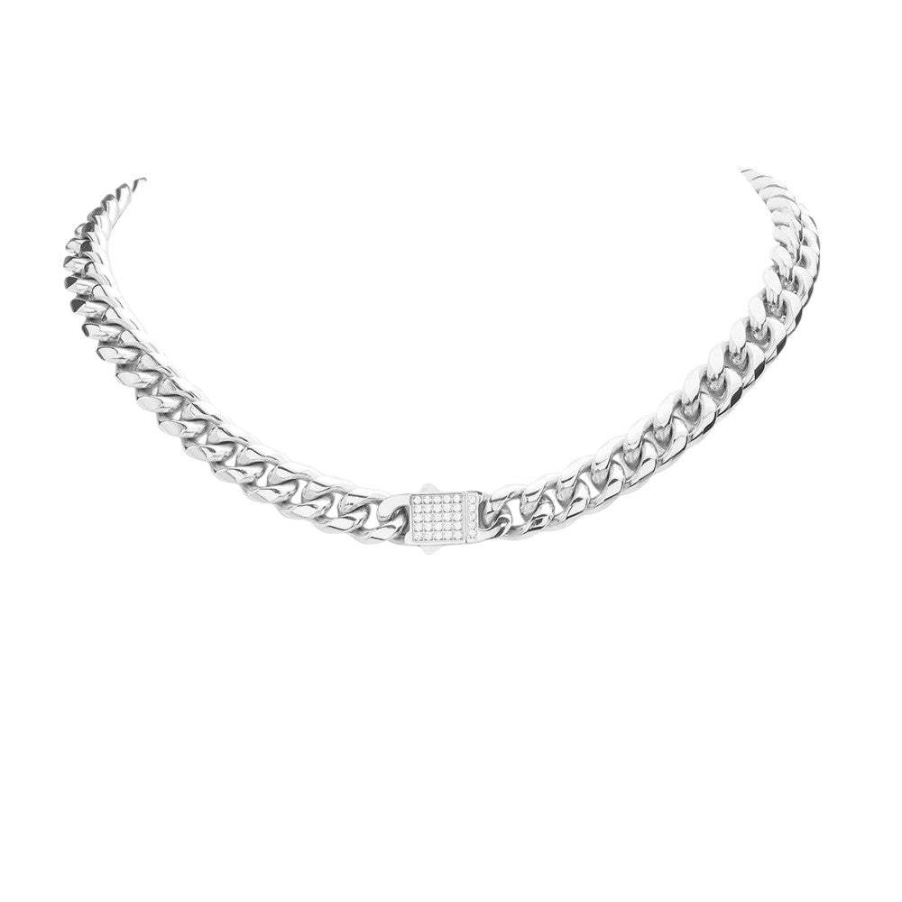Stainless Steel CZ Metal Chain Link Necklace - Madeline Love - Flyclothing LLC