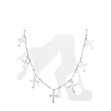 Stainless Steel Cross Charm Station Anklet - Madeline Love - Flyclothing LLC