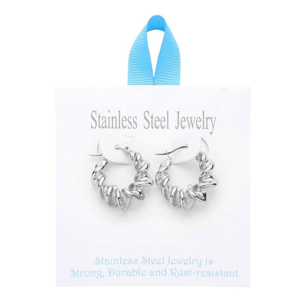 Stainless Steel Spiral Hoop Pin Catch Earrings - Madeline Love - Flyclothing LLC