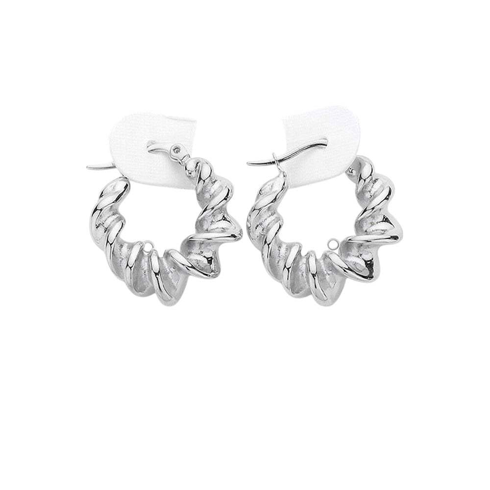 Stainless Steel Spiral Hoop Pin Catch Earrings - Madeline Love - Flyclothing LLC