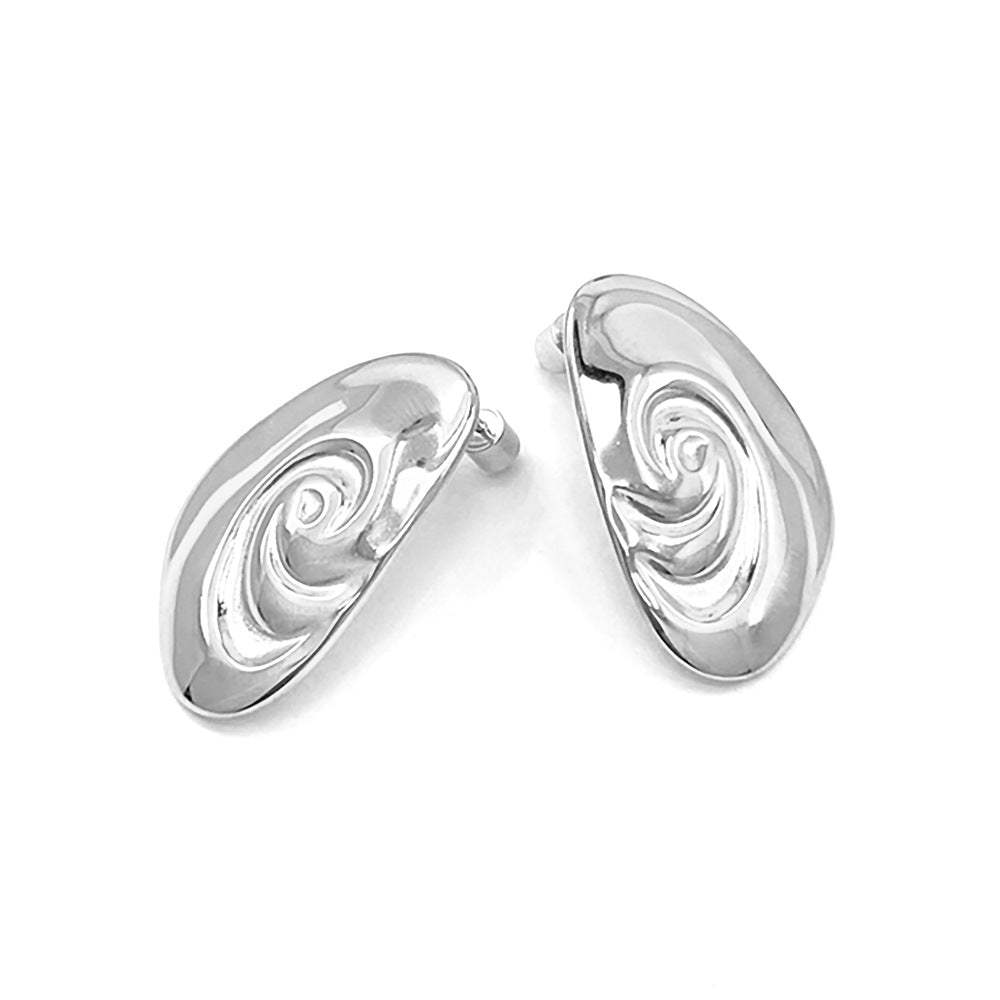 Stainless Steel Swirl Plate Earrings - Madeline Love - Flyclothing LLC