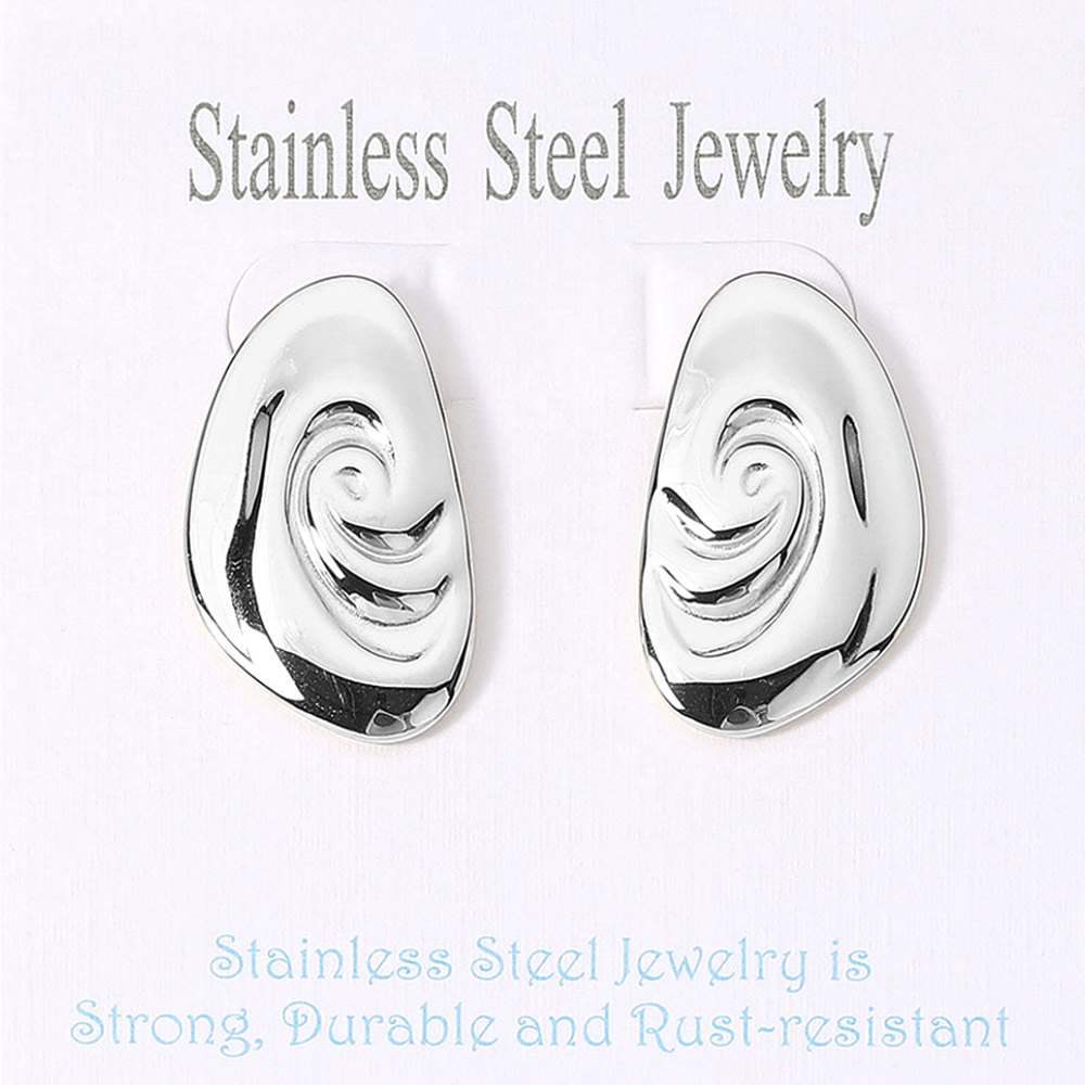 Stainless Steel Swirl Plate Earrings - Madeline Love - Flyclothing LLC