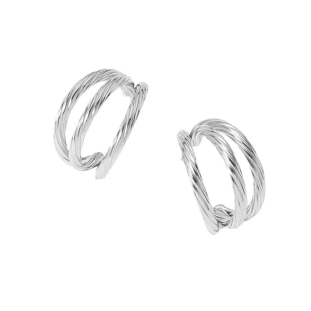 Stainless Steel Textured Split Hoop Earrings - Madeline Love - Flyclothing LLC
