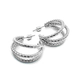 Stainless Steel Textured Split Hoop Earrings - Madeline Love - Flyclothing LLC