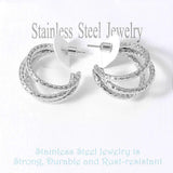 Stainless Steel Textured Split Hoop Earrings - Madeline Love - Flyclothing LLC