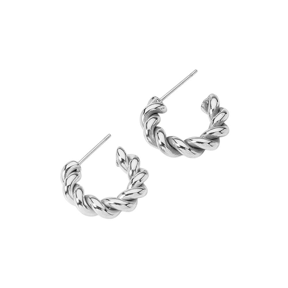 Stainless Steel Twisted Mini Hoop Earrings - Madeline Love - Flyclothing LLC