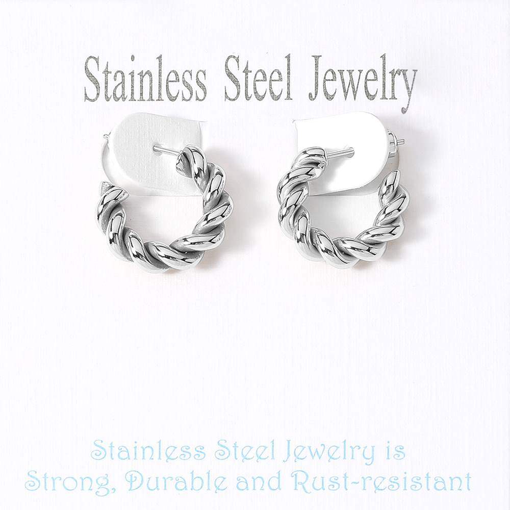 Stainless Steel Twisted Mini Hoop Earrings - Madeline Love - Flyclothing LLC
