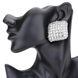 Stone Embellished Rhombus Earrings - Madeline Love - Flyclothing LLC