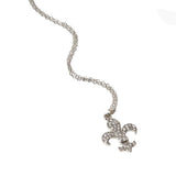 Stone Paved Fleur de Lis Pendant Necklace - Madeline Love - Flyclothing LLC