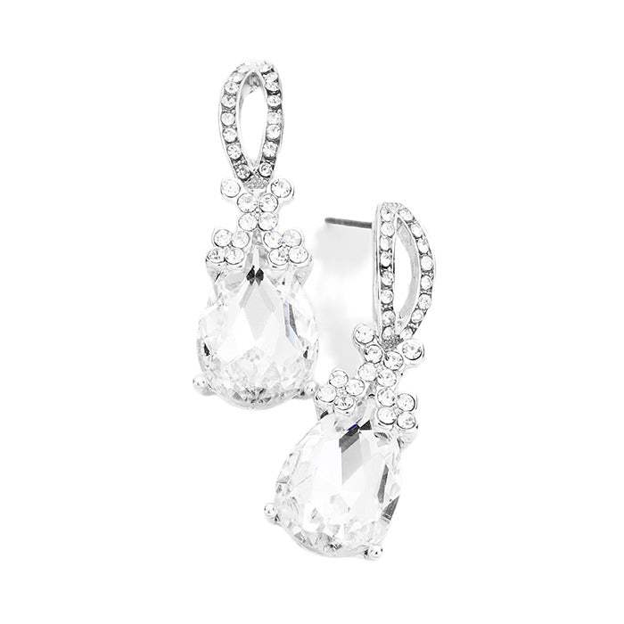 Teardrop Crystal Rhinestone Evening Earrings - Madeline Love - Flyclothing LLC