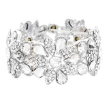 Teardrop Stone Accented Flower Stretch Evening Bracelet - Madeline Love - Flyclothing LLC