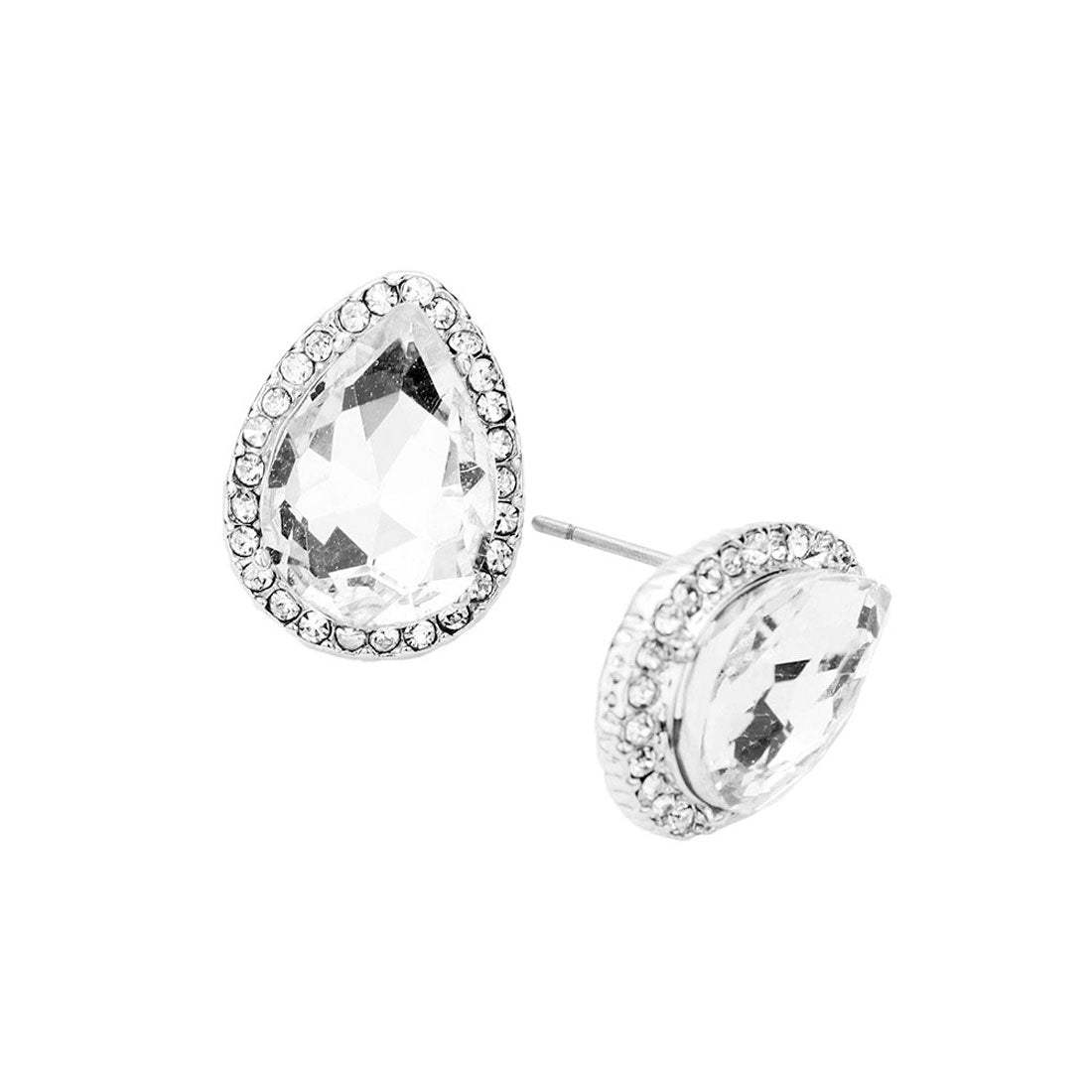 Teardrop Stone Evening Stud Earrings - Madeline Love - Flyclothing LLC