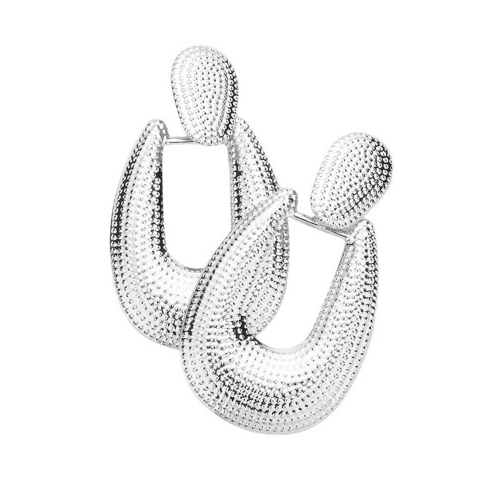 Textured Open Metal Dangle Earrings - Madeline Love - Flyclothing LLC
