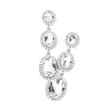 Triple Oval Glass Stone Drop Down Dangle Evening Earrings - Madeline Love - Flyclothing LLC
