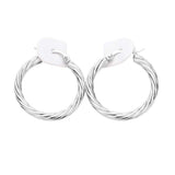 Twisted Stainless Steel Hoop Pin Catch Earrings - Madeline Love - Flyclothing LLC