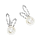 Gold Dipped CZ Pearl Rabbit Stud Earrings - Madeline Love - Flyclothing LLC