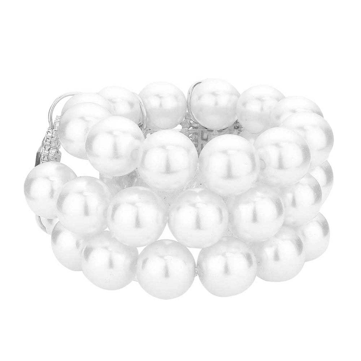 Glass Stone Accented Pearl Stretch Bracelet - Madeline Love - Flyclothing LLC