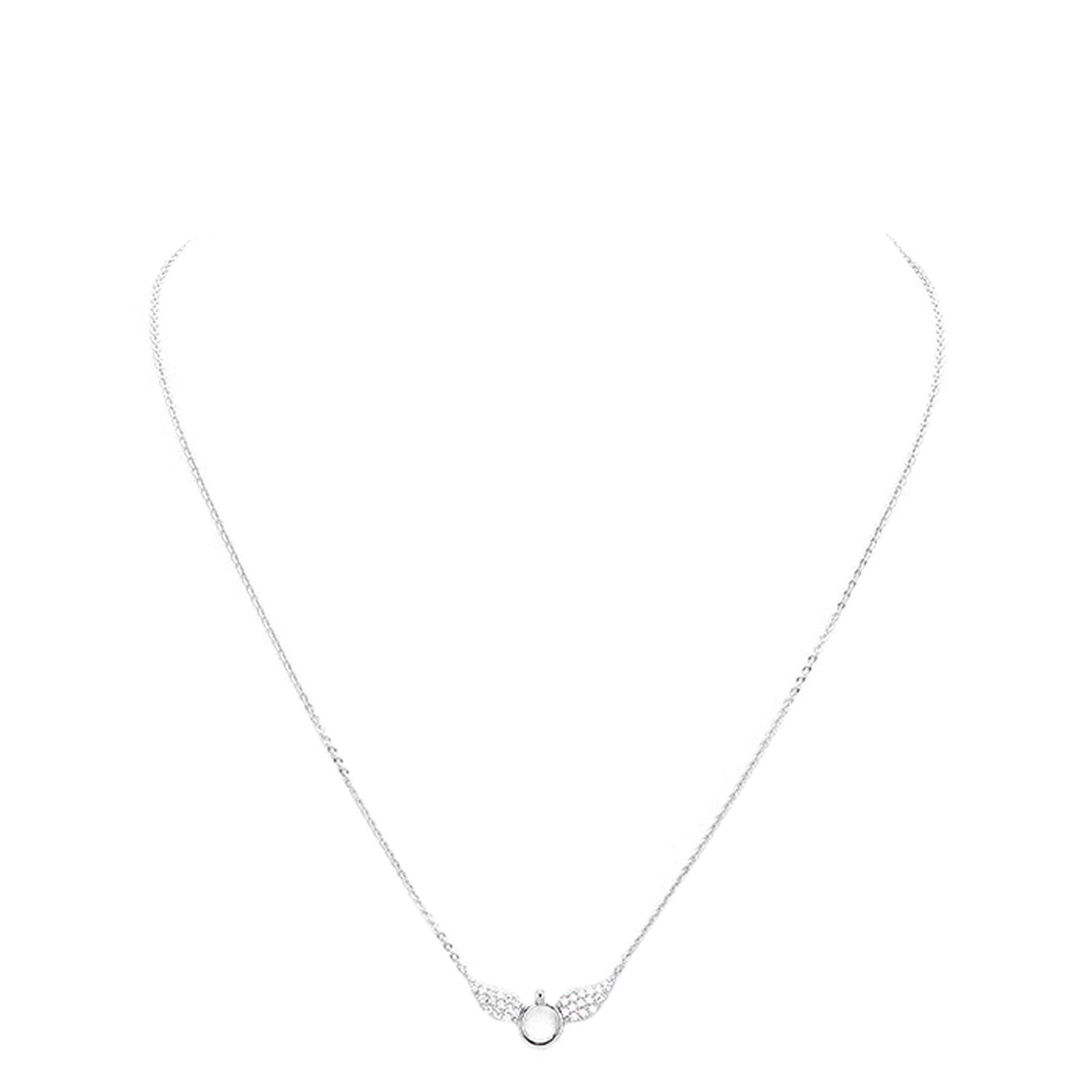 White Gold Dipped Cubic Zirconia Wings Pendant Necklace - Madeline Love - Flyclothing LLC