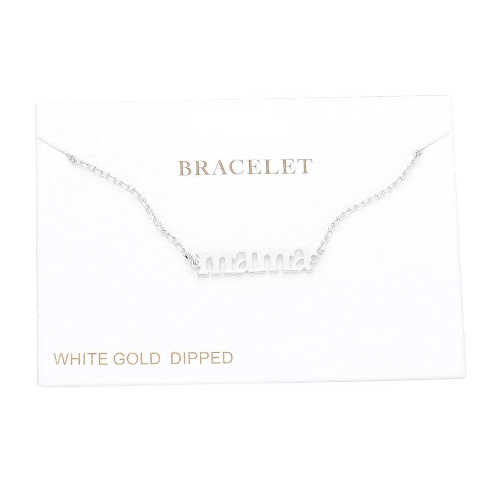 White Gold Dipped mama Metal Message Charm Bracelets - Madeline Love - Flyclothing LLC