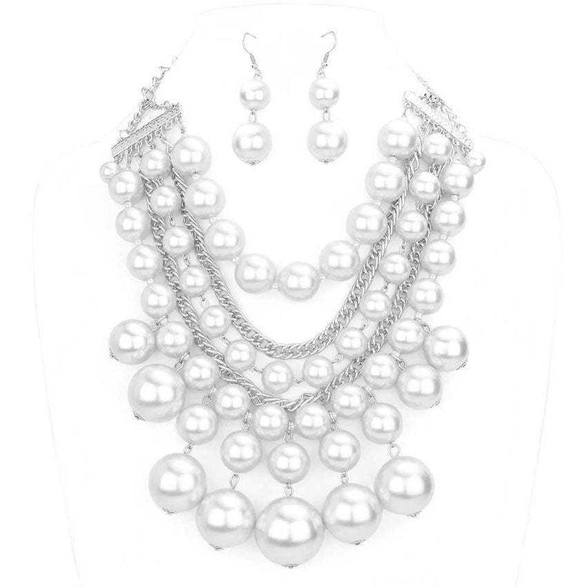 Pearl Cluster Statement Necklace - Madeline Love - Flyclothing LLC