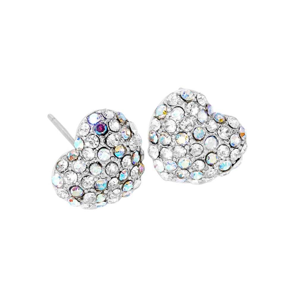 Crystal Pave Heart Stud Earrings - Madeline Love - Flyclothing LLC