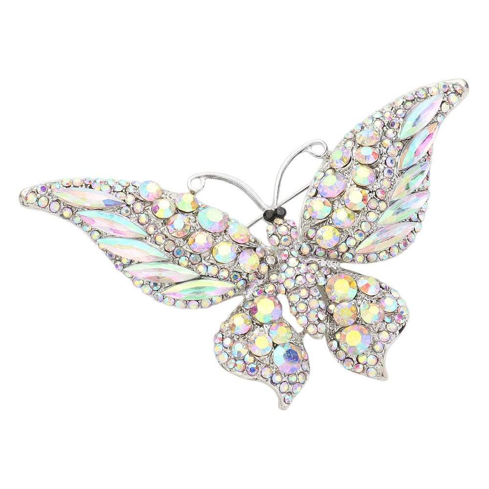Glass Crystal Butterfly Pin Brooch - Madeline Love - Flyclothing LLC