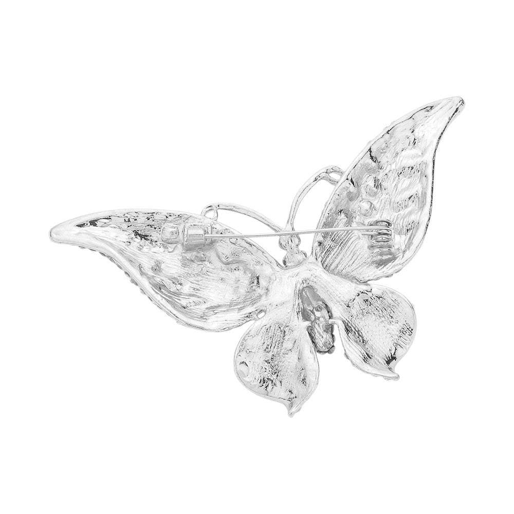 Glass Crystal Butterfly Pin Brooch - Madeline Love - Flyclothing LLC