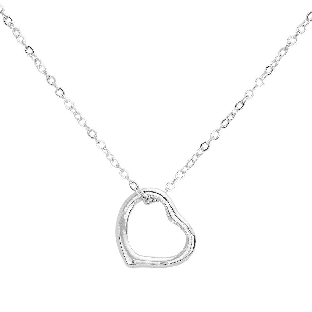 Metal Open Heart Pendant Necklace - Madeline Love - Flyclothing LLC
