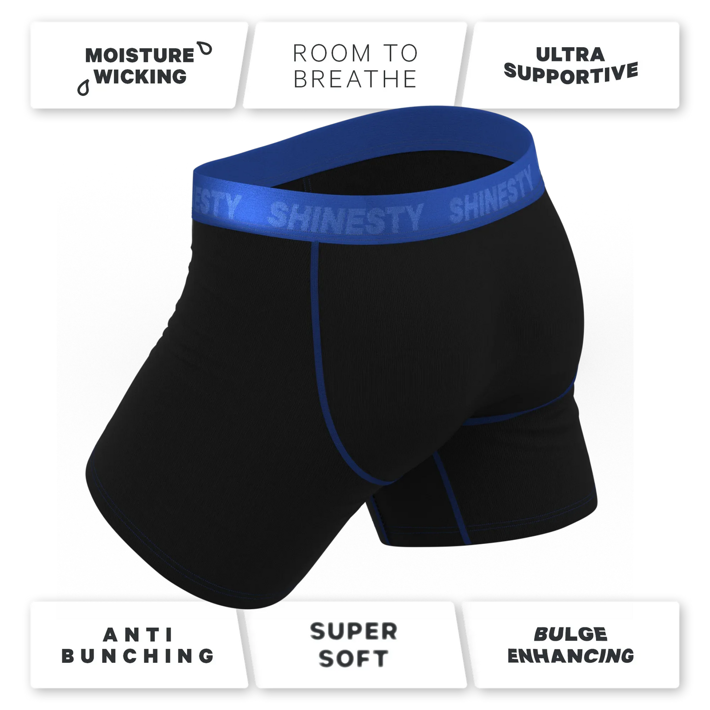 The Rhythm & Blues | Black and Blue Ball Hammock® Pouch Underwear With Fly - Shinesty - Flyclothing LLC