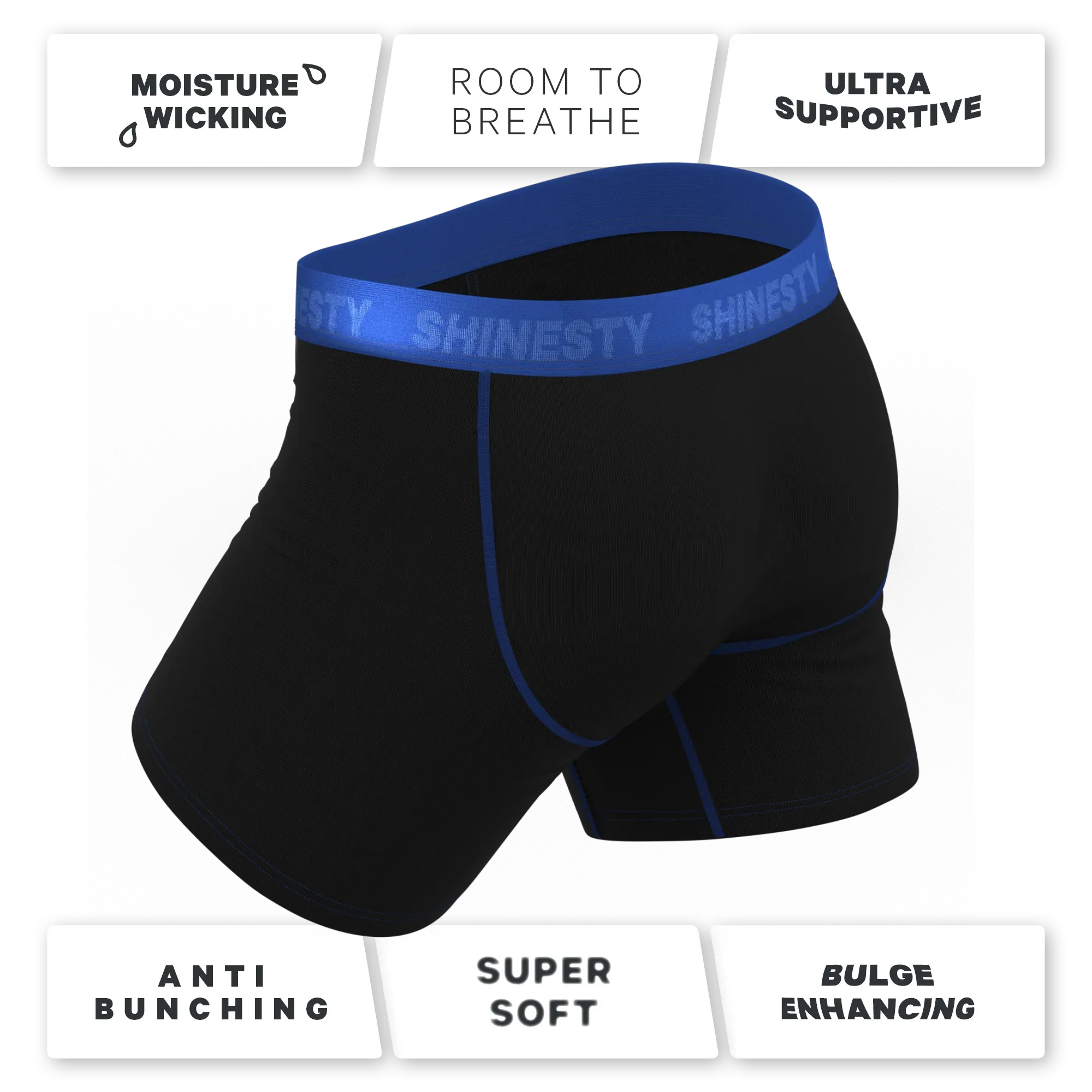 The Rhythm & Blues | Black and Blue Ball Hammock® Pouch Underwear With Fly - Shinesty - Flyclothing LLC