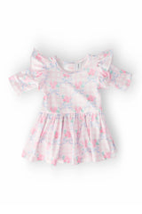 Ribbons & Roses 3/4 Sleeve Flutter Twirl Bodysuit - Mila & Rose ® - Flyclothing LLC