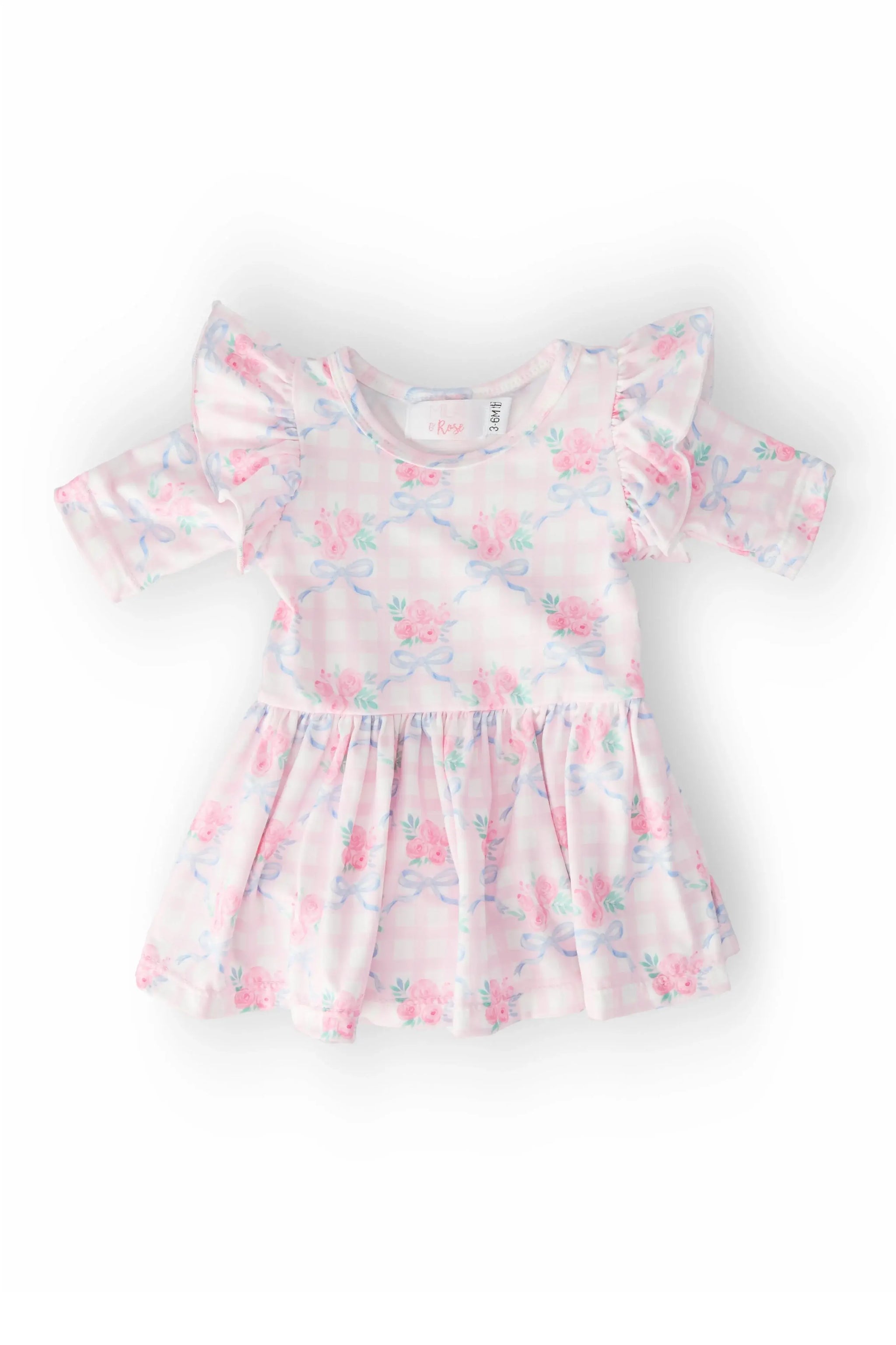 Ribbons & Roses 3/4 Sleeve Flutter Twirl Bodysuit - Mila & Rose ® - Flyclothing LLC