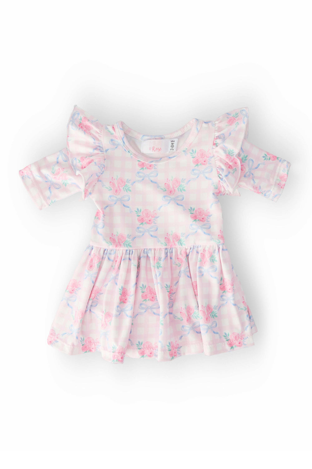 Ribbons & Roses 3/4 Sleeve Flutter Twirl Bodysuit - Mila & Rose ® - Flyclothing LLC
