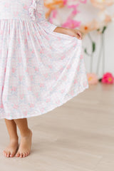 Ribbons & Roses 3/4 Sleeve Ruffle Twirl Dress - Mila & Rose ® - Flyclothing LLC