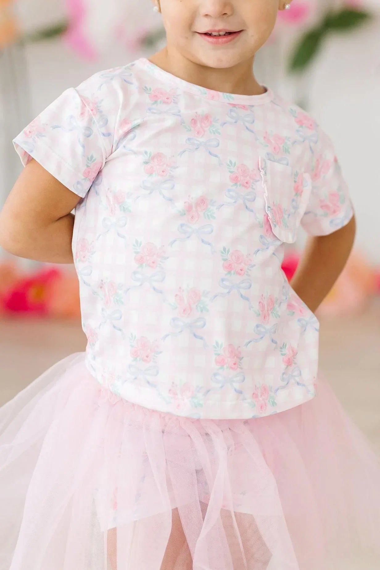 Ribbons & Roses Ruffle Pocket Tee - Mila & Rose ® - Flyclothing LLC