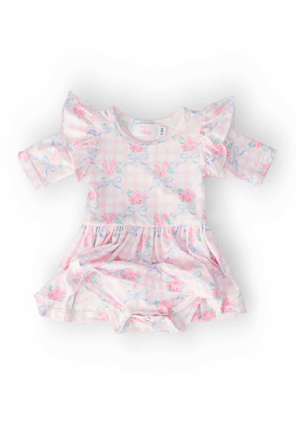Ribbons & Roses 3/4 Sleeve Flutter Twirl Bodysuit - Mila & Rose ® - Flyclothing LLC