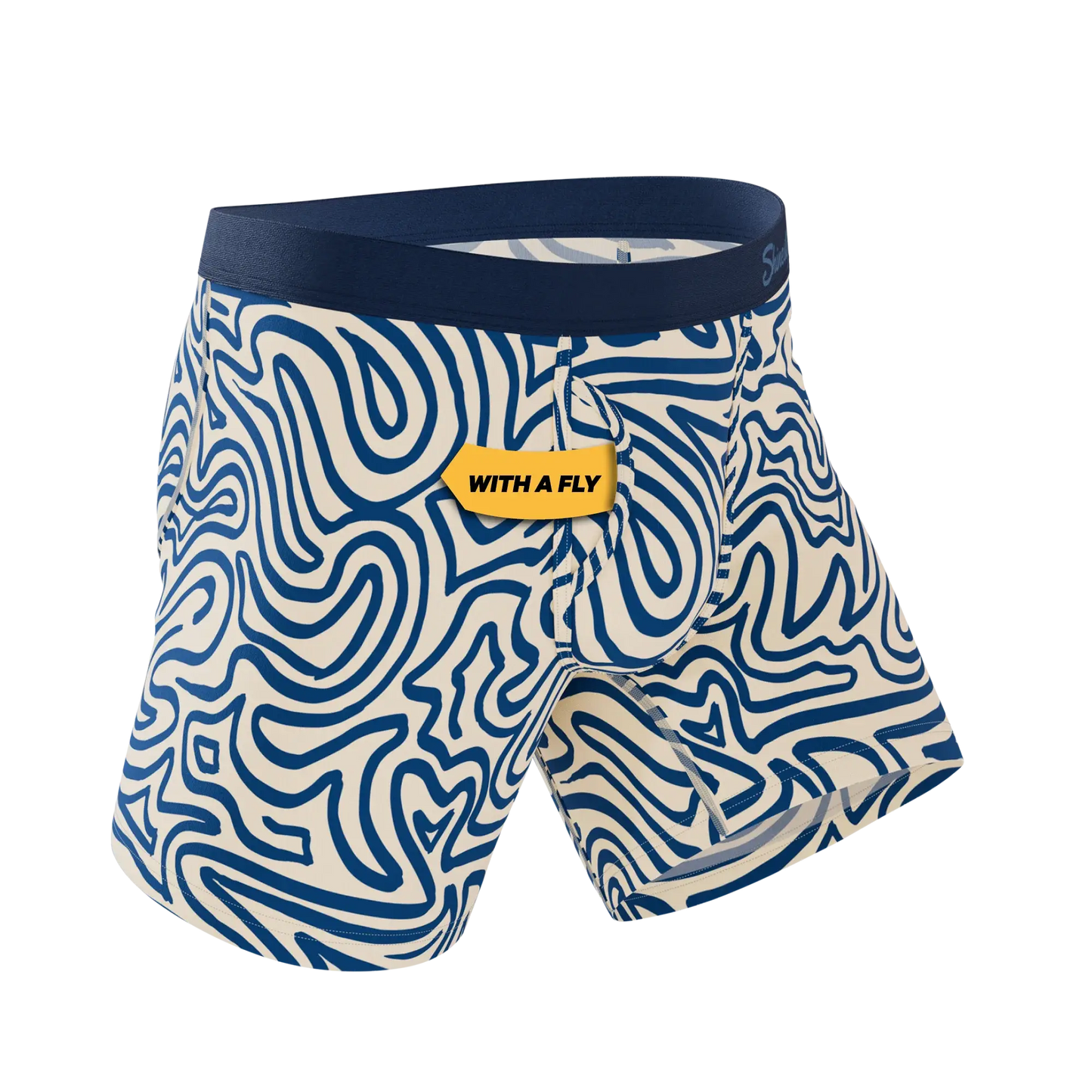 The Rio Grande | Abstract Navy Line Ball Hammock® Pouch Underwear With Fly - Shinesty - Flyclothing LLC