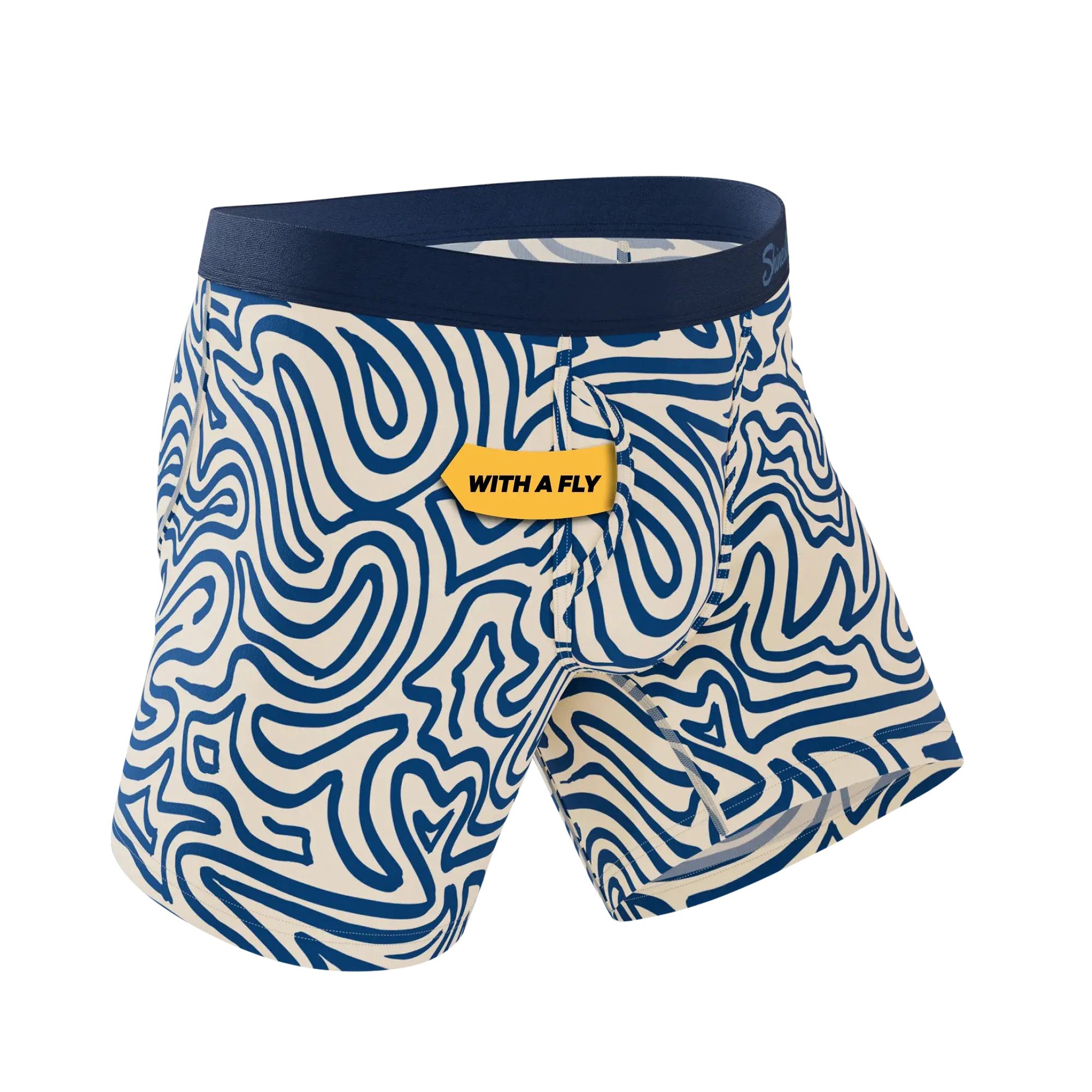 The Rio Grande | Abstract Navy Line Ball Hammock® Pouch Underwear With Fly - Shinesty - Flyclothing LLC