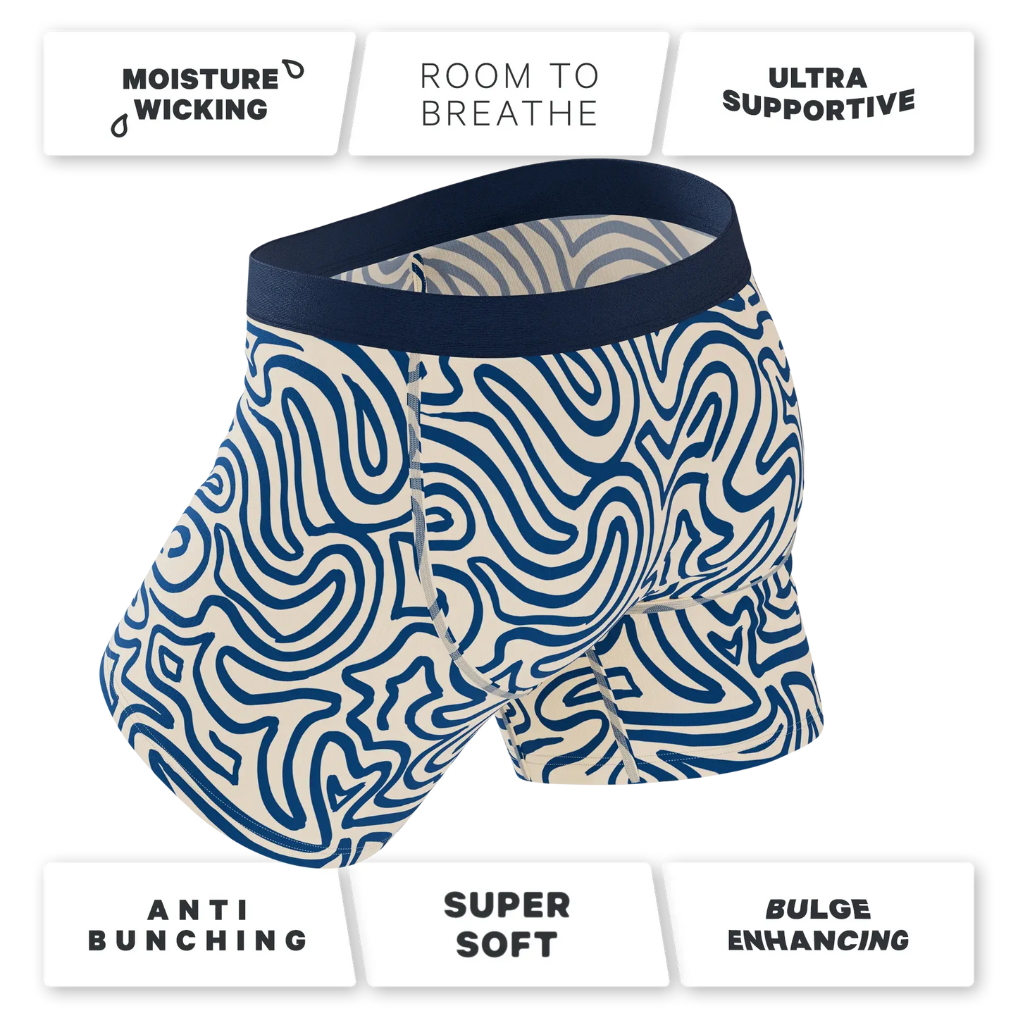 The Rio Grande | Abstract Navy Line Ball Hammock® Pouch Underwear - Shinesty - Flyclothing LLC