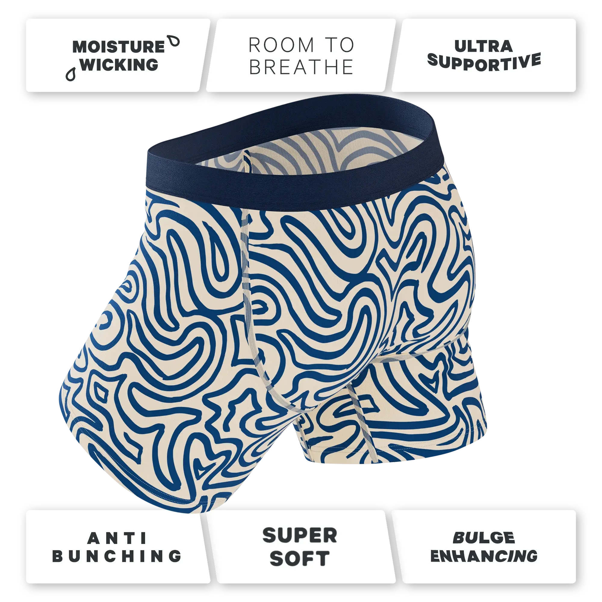 The Rio Grande | Abstract Navy Line Ball Hammock® Pouch Underwear - Shinesty - Flyclothing LLC