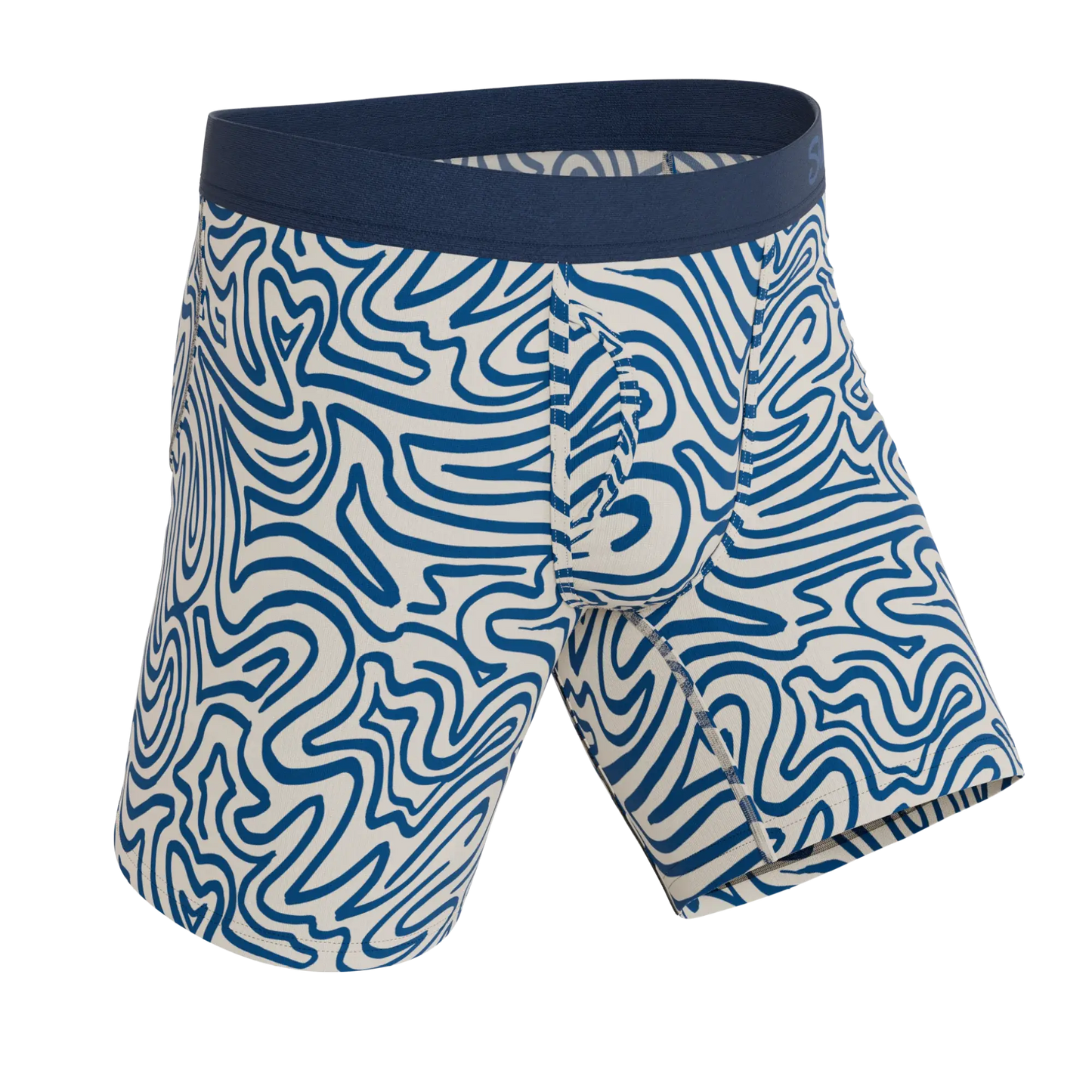 The Rio Grande | Abstract Navy Line Long Leg Ball Hammock® Pouch Underwear With Fly - Shinesty - Flyclothing LLC
