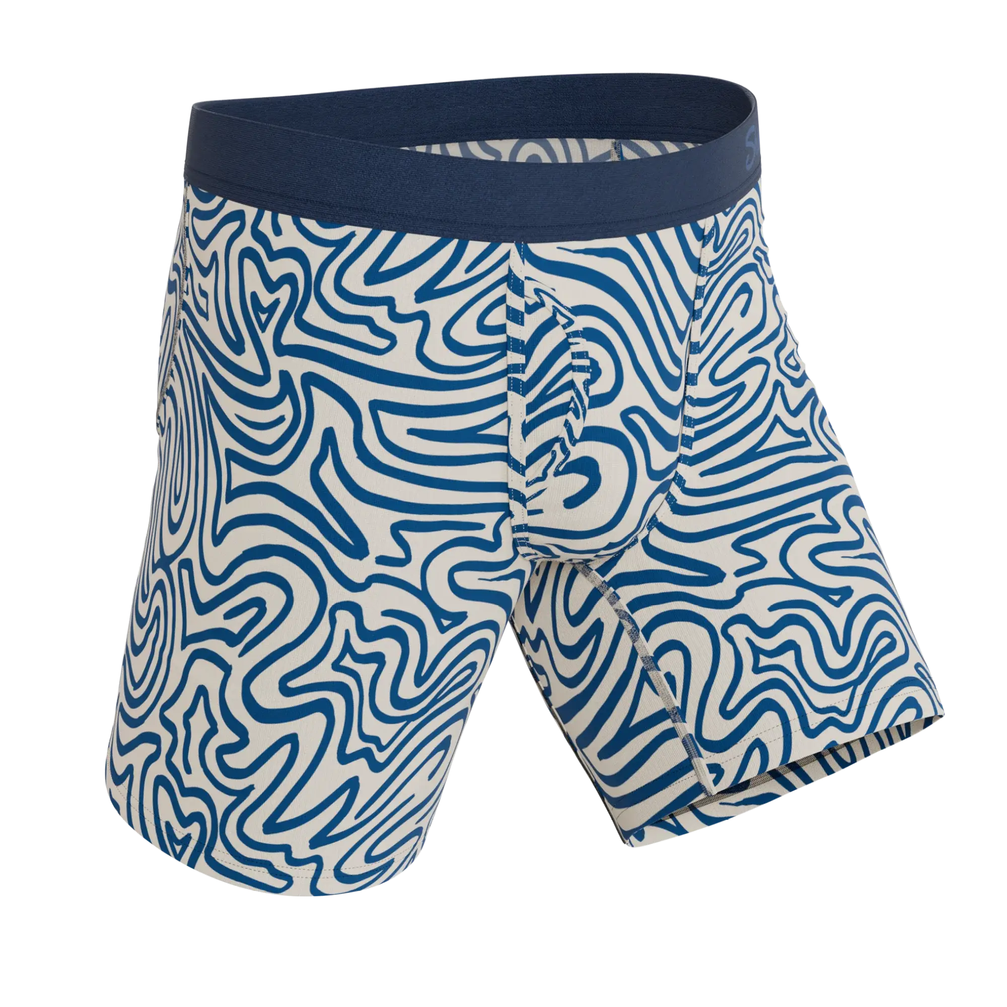 The Rio Grande | Abstract Navy Line Long Leg Ball Hammock® Pouch Underwear With Fly - Shinesty - Flyclothing LLC