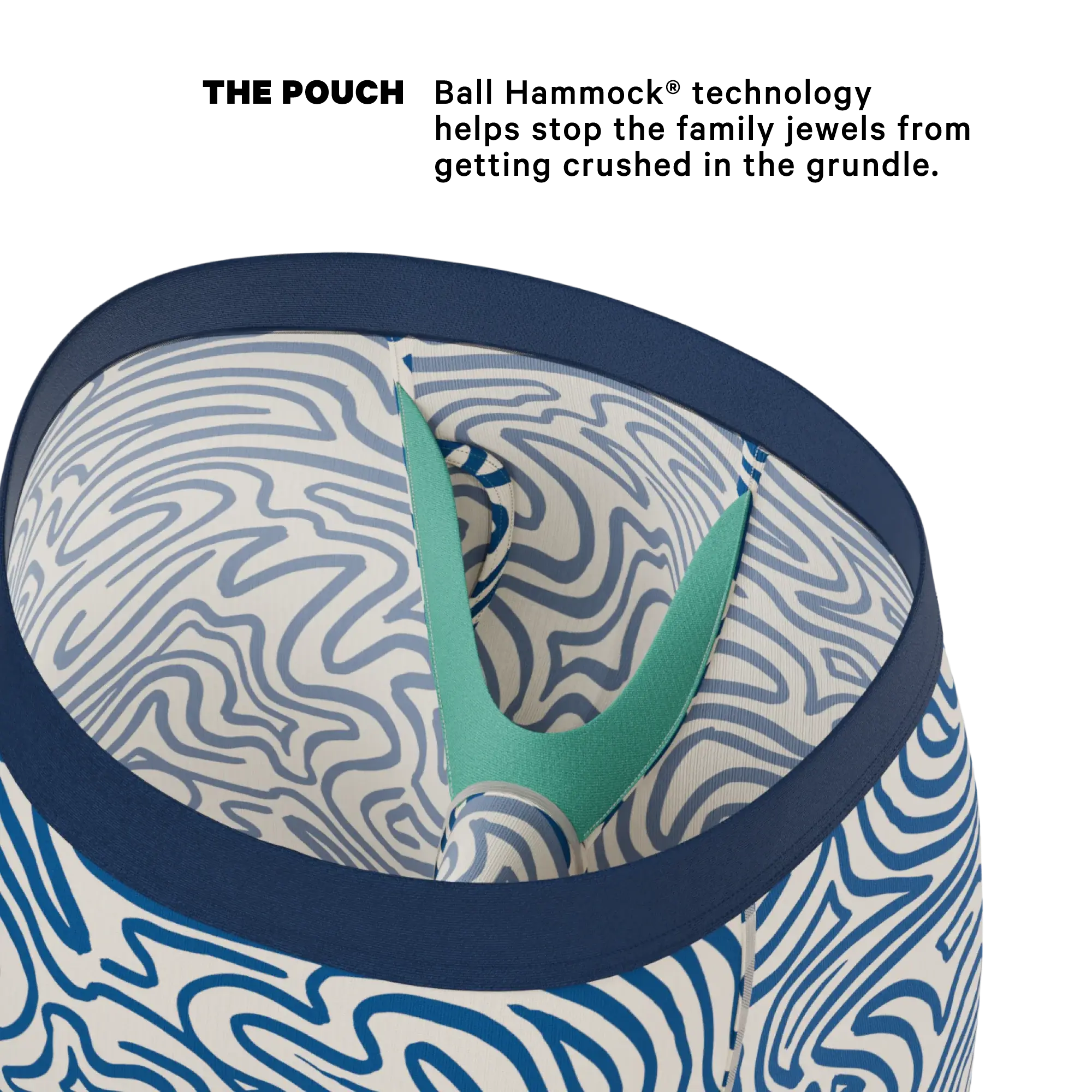 The Rio Grande | Abstract Navy Line Long Leg Ball Hammock® Pouch Underwear With Fly - Shinesty - Flyclothing LLC
