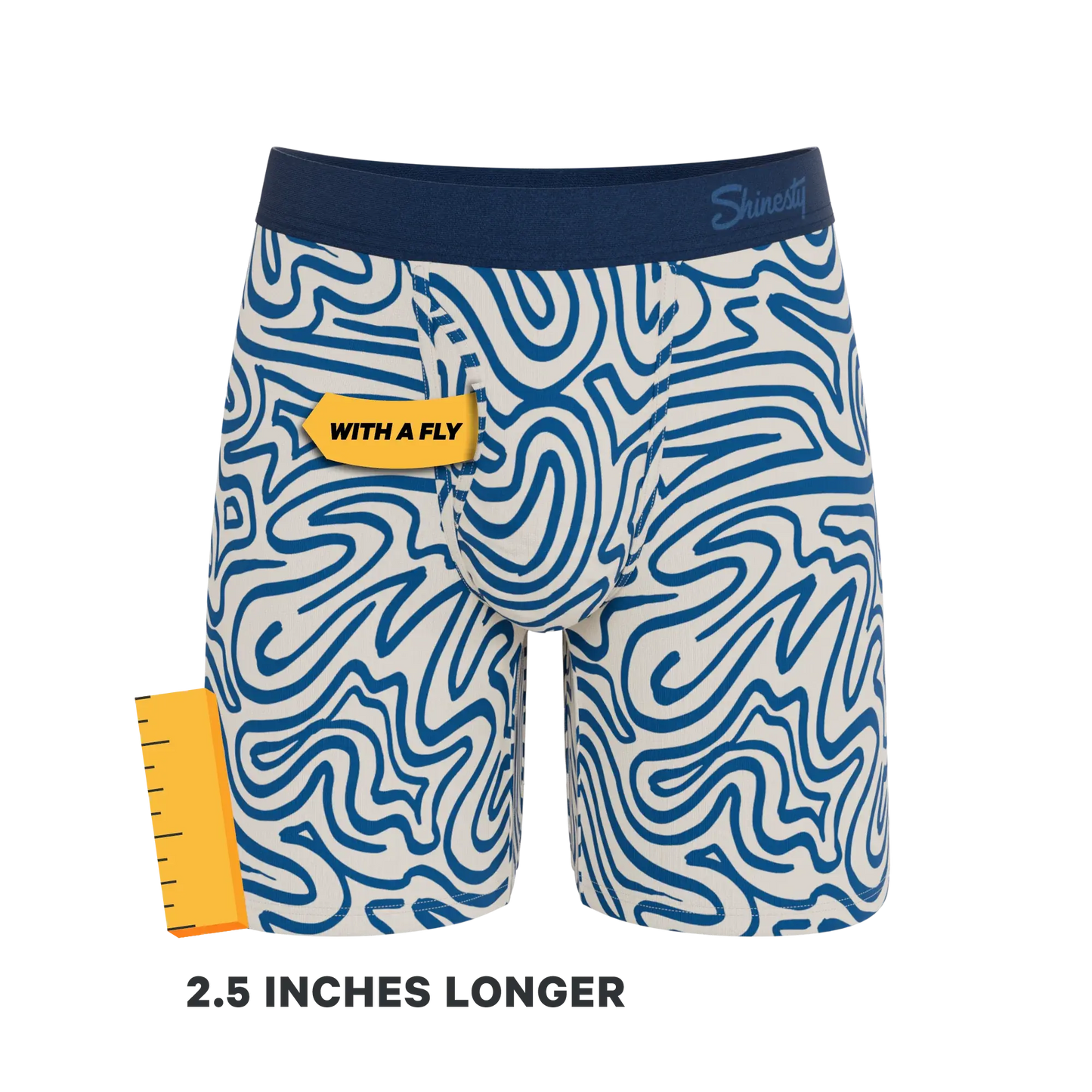The Rio Grande | Abstract Navy Line Long Leg Ball Hammock® Pouch Underwear With Fly - Shinesty - Flyclothing LLC