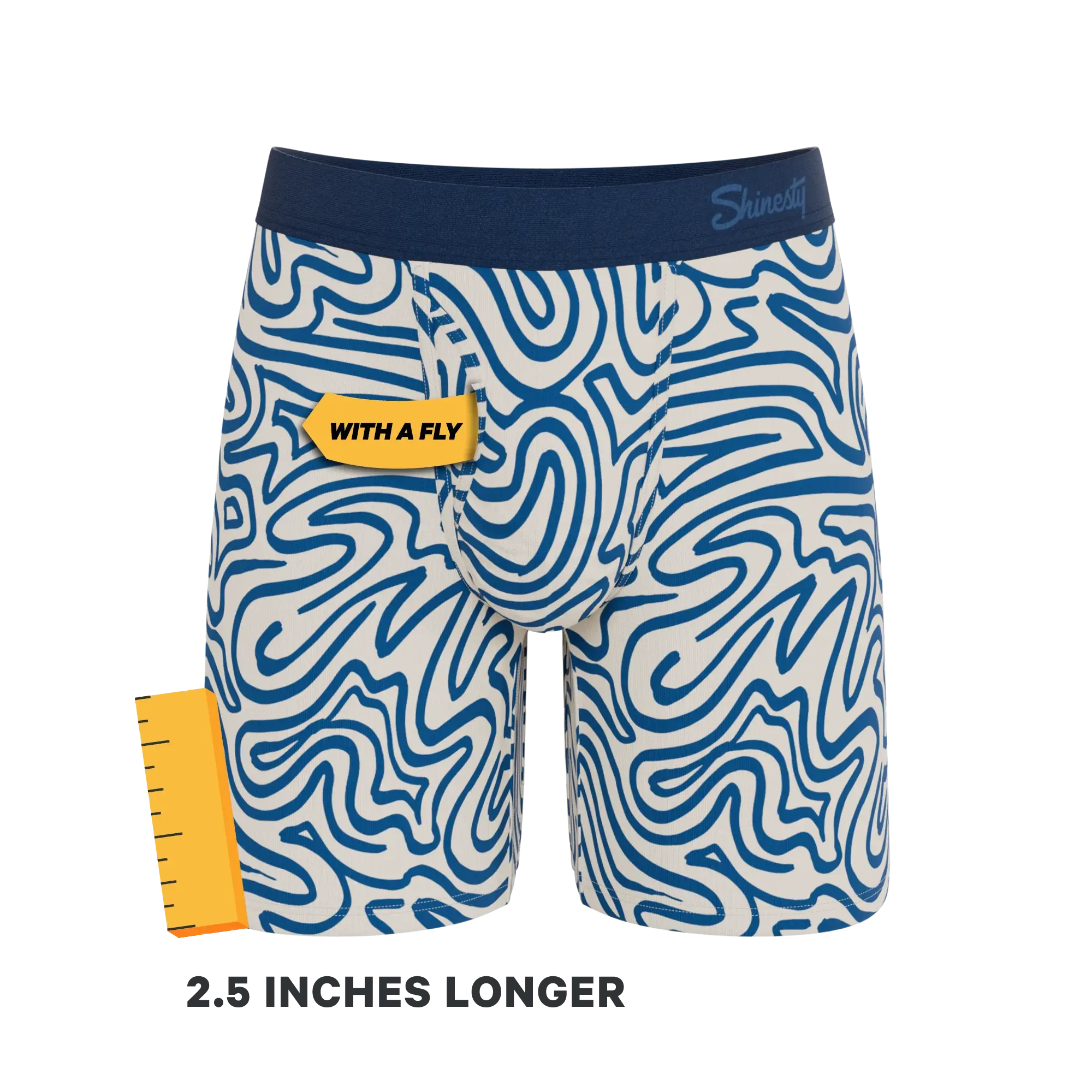 The Rio Grande | Abstract Navy Line Long Leg Ball Hammock® Pouch Underwear With Fly - Shinesty - Flyclothing LLC