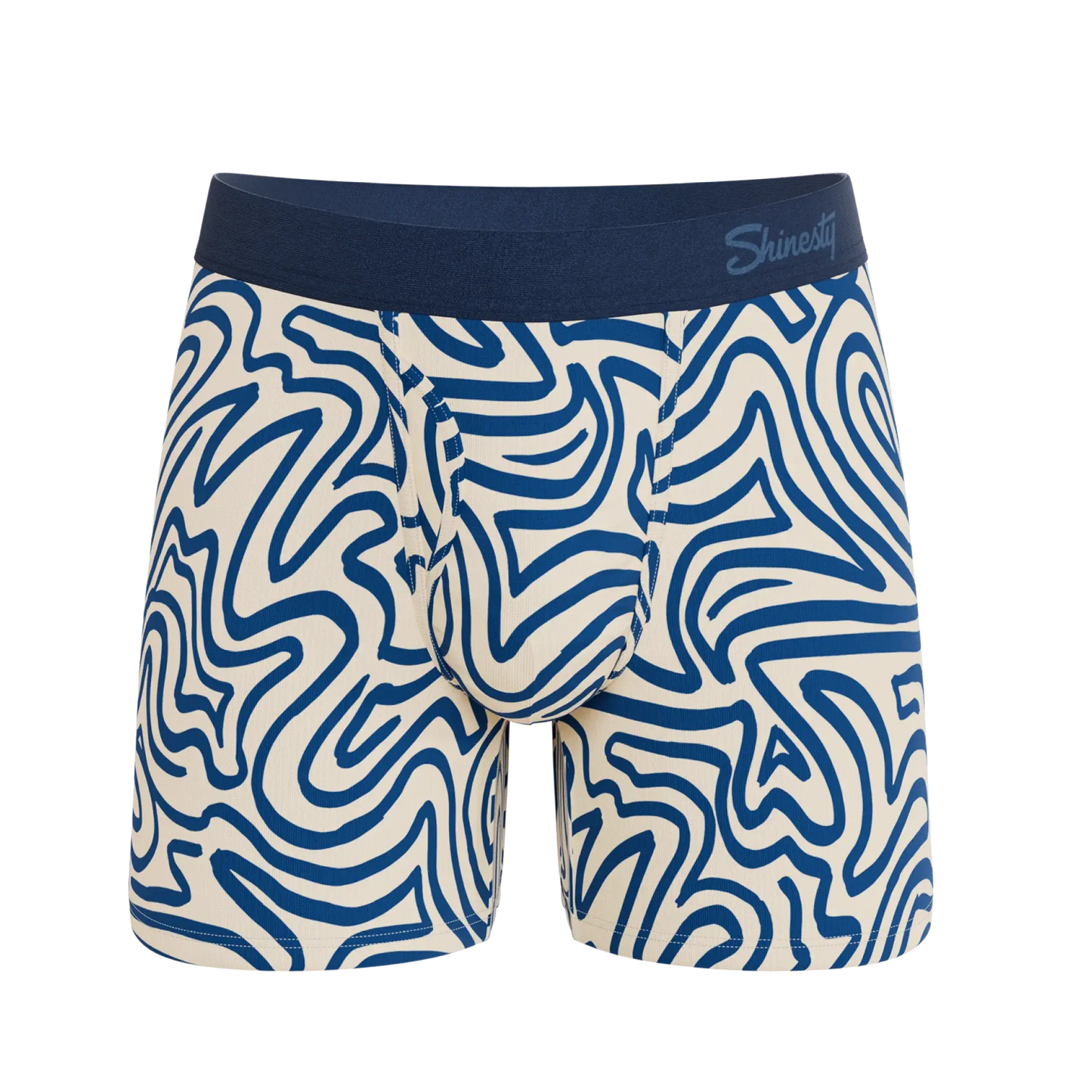 The Rio Grande | Abstract Navy Line Ball Hammock® Pouch Underwear With Fly - Shinesty - Flyclothing LLC